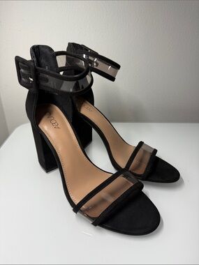 Abound Black Clear Strap Block Heel Sandals